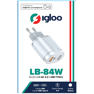 IGLOO USB QC 3.0 E USB TYPE-C WHITE